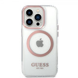 Guess iPhone 14 Pro Max Skal Transparent MagSafe Rosa Transparent