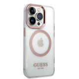 Guess iPhone 14 Pro Max Skal Transparent MagSafe Rosa Transparent