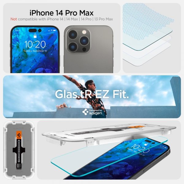 Spigen iPhone 14 Pro Max Skärmskydd GLAS.tR EZ Fit 2-pack