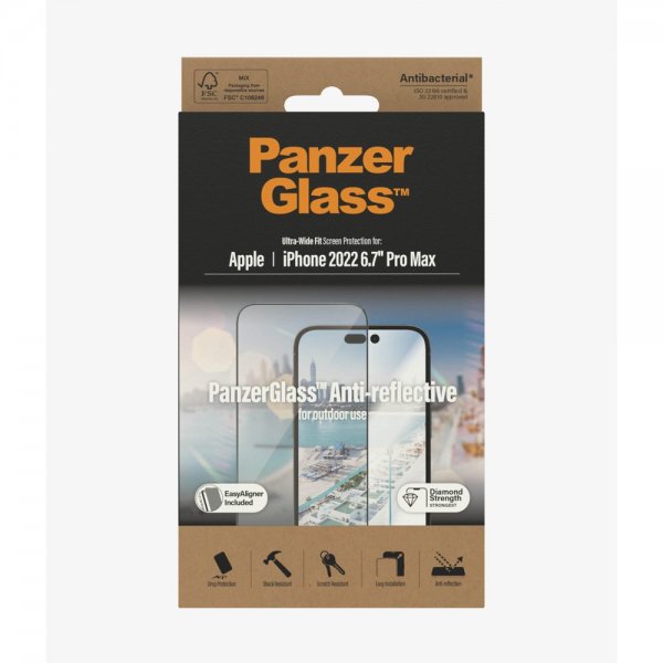 PanzerGlass iPhone 14 Pro Max Skärmskydd Ultra-Wide Fit Anti-reflective EasyAligner