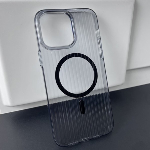 iPhone 14 Pro Skal Korrugerad MagSafe Transparent Svart