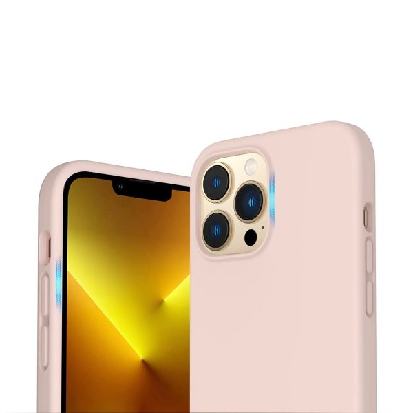 Rvelon iPhone 14 Pro Skal Silikon Sandrosa