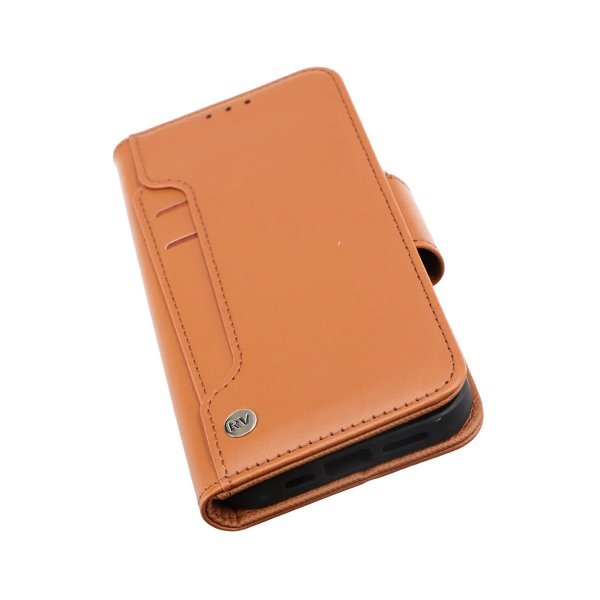 Rvelon iPhone 14 Pro Fodral Utfällbart Kortfack Brun