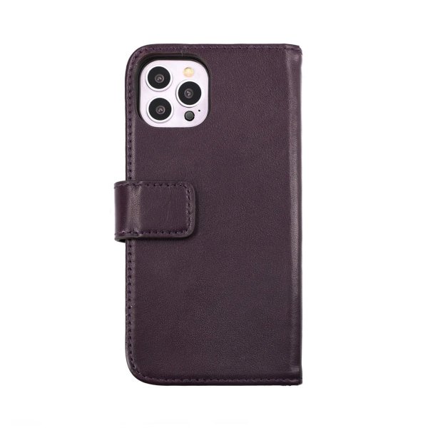 Rvelon iPhone 14 Pro Fodral Äkta läder Kortfack Lila