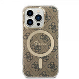 Guess iPhone 14 Pro Skal 4G Pattern MagSafe Brun