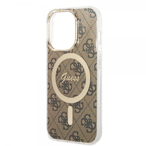Guess iPhone 14 Pro Skal 4G Pattern MagSafe Brun