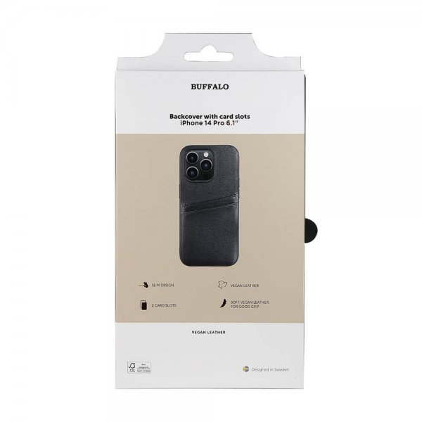 Buffalo iPhone 14 Pro Skal Backcover with Card Slots Svart