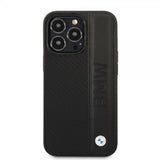 BMW iPhone 14 Pro Skal Big Logo Stripe Svart