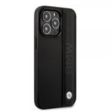 BMW iPhone 14 Pro Skal Big Logo Stripe Svart