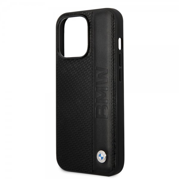 BMW iPhone 14 Pro Skal Big Logo Stripe Svart