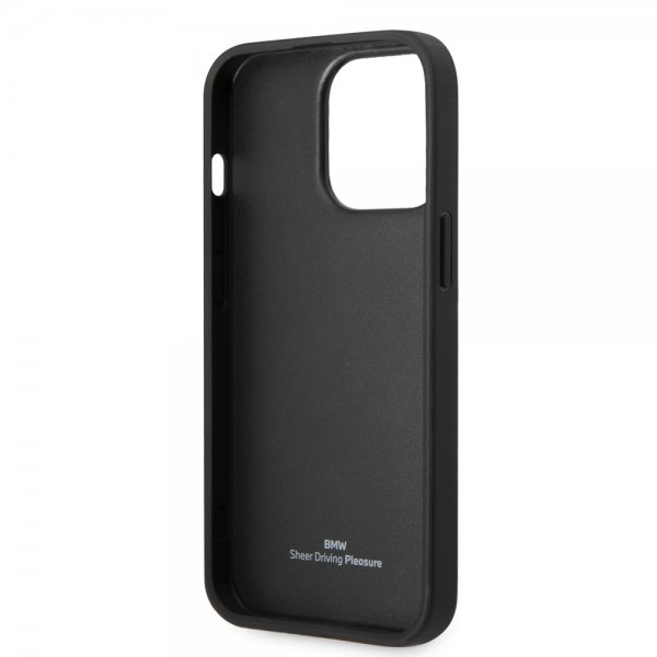 BMW iPhone 14 Pro Skal Big Logo Stripe Svart