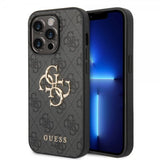 Guess iPhone 14 Pro Skal Big Metal Logo Grå