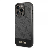 Guess iPhone 14 Pro Skal Bottom Stripe Metal Logo Grå