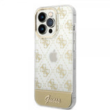 Guess iPhone 14 Pro Skal Bottom Stripe Script Logo Guld