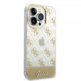 Guess iPhone 14 Pro Skal Bottom Stripe Script Logo Guld