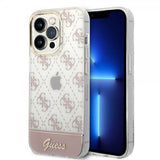 Guess iPhone 14 Pro Skal Bottom Stripe Script Logo Rosa