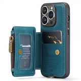 CaseMe iPhone 14 Pro Skal C20 Kortfack Dragkedja Petrol