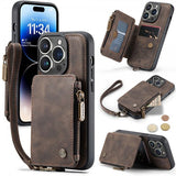 CaseMe iPhone 14 Pro Skal C20 Kortfack Dragkedja Brun