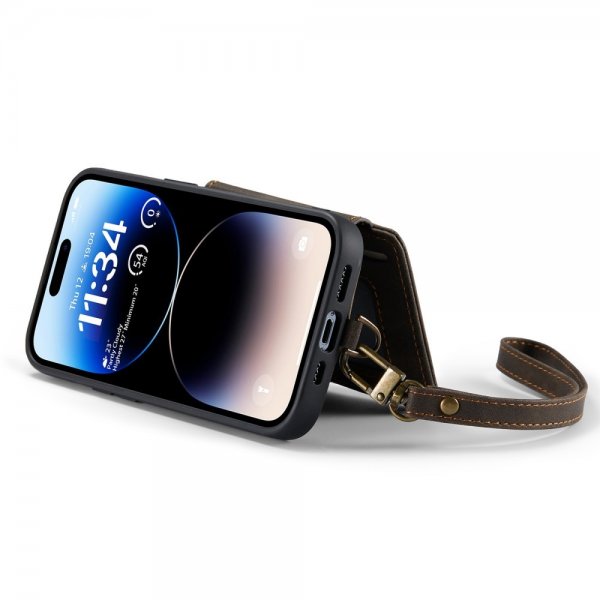 CaseMe iPhone 14 Pro Skal C20 Kortfack Dragkedja Brun