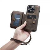 CaseMe iPhone 14 Pro Skal C20 Kortfack Dragkedja Brun