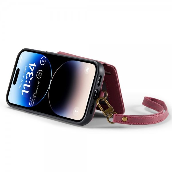 CaseMe iPhone 14 Pro Skal C20 Kortfack Dragkedja Röd