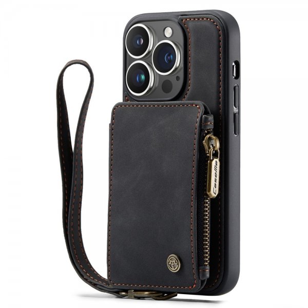 CaseMe iPhone 14 Pro Skal C20 Kortfack Dragkedja Svart