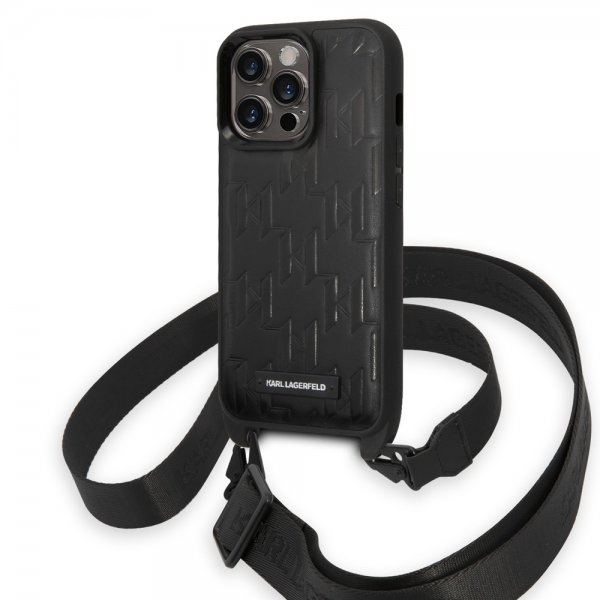 Karl Lagerfeld iPhone 14 Pro Skal Crossbody Strap Svart
