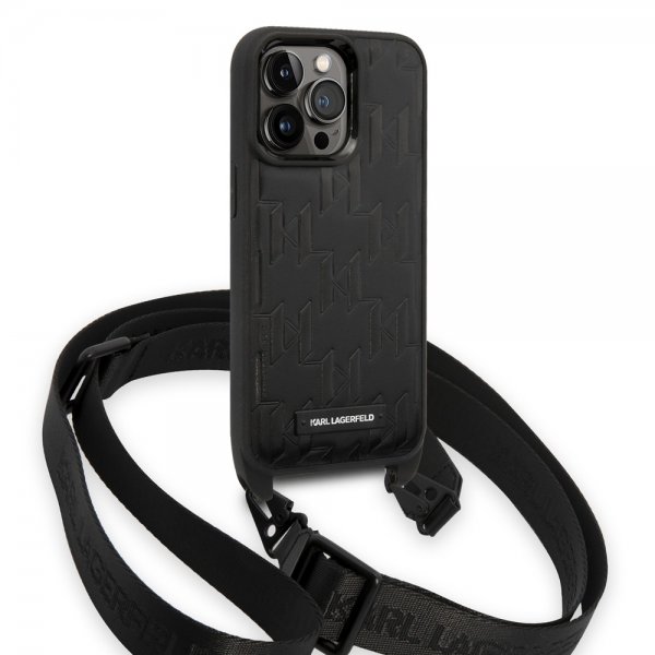 Karl Lagerfeld iPhone 14 Pro Skal Crossbody Strap Svart