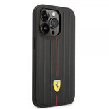 Ferrari iPhone 14 Pro Skal Embossed Stripes Röd