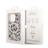 Guess iPhone 14 Pro Skal Flower MagSafe Rosa