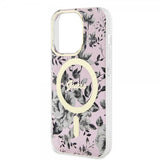 Guess iPhone 14 Pro Skal Flower MagSafe Rosa