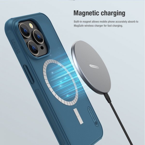 Nillkin iPhone 14 Pro Skal Frosted Shield Pro MagSafe Blå