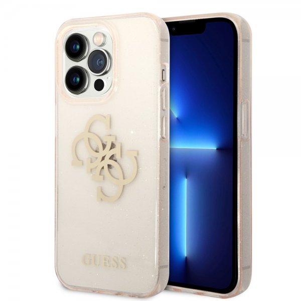 Guess iPhone 14 Pro Skal Full Glitter Guld