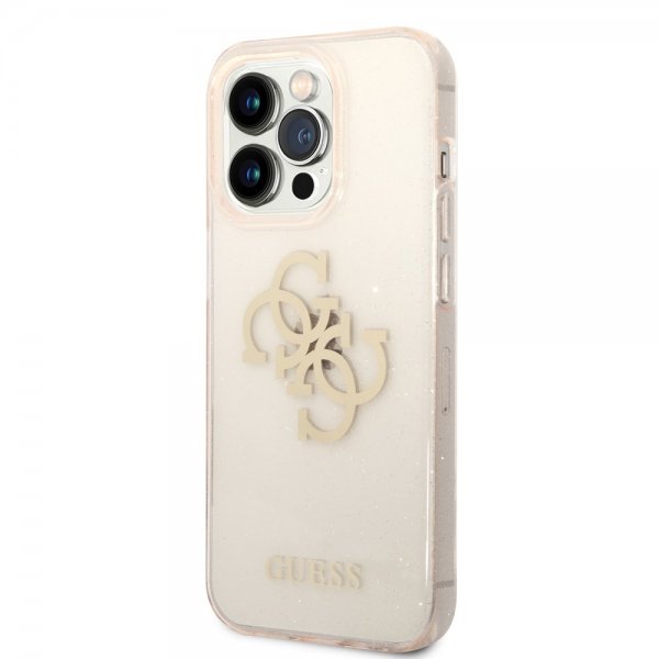 Guess iPhone 14 Pro Skal Full Glitter Guld