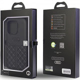 Audi iPhone 14 Pro Skal Genuine Leather Case Svart