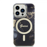 Guess iPhone 14 Pro Skal Golden Marble MagSafe Svart