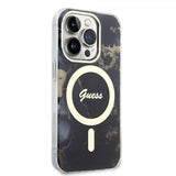 Guess iPhone 14 Pro Skal Golden Marble MagSafe Svart