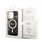 Guess iPhone 14 Pro Skal Golden Marble MagSafe Svart