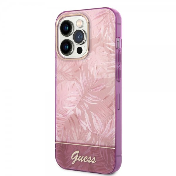 Guess iPhone 14 Pro Skal Jungle Rosa