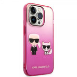 Karl Lagerfeld iPhone 14 Pro Skal Karl & Choupette Gradient Rosa