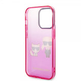 Karl Lagerfeld iPhone 14 Pro Skal Karl & Choupette Gradient Rosa