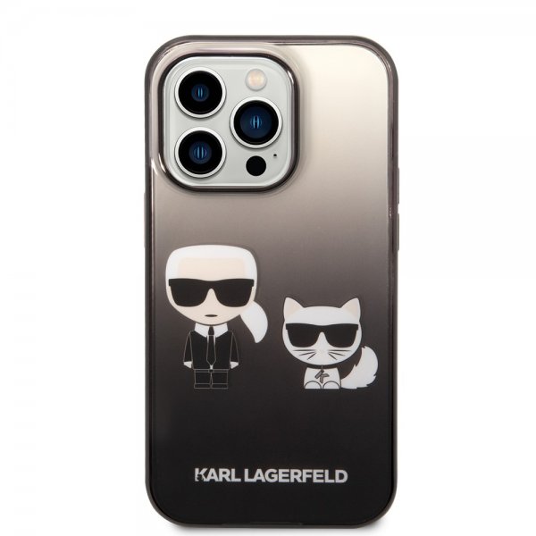 Karl Lagerfeld iPhone 14 Pro Skal Karl & Choupette Gradient Svart