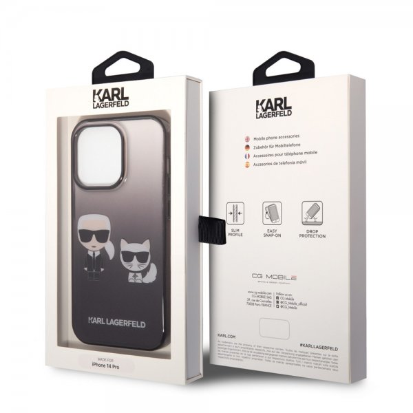Karl Lagerfeld iPhone 14 Pro Skal Karl & Choupette Gradient Svart
