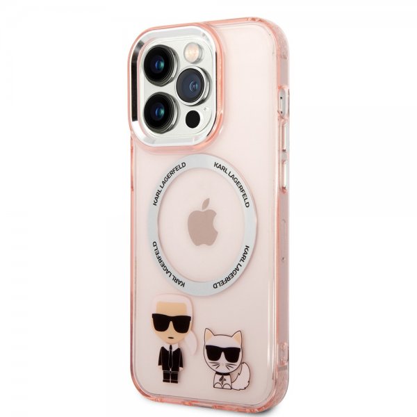 Karl Lagerfeld iPhone 14 Pro Skal Karl & Choupette MagSafe Rosa