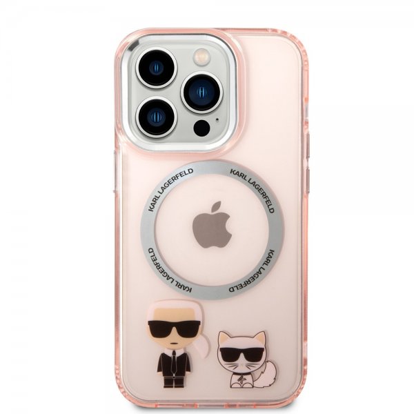 Karl Lagerfeld iPhone 14 Pro Skal Karl & Choupette MagSafe Rosa