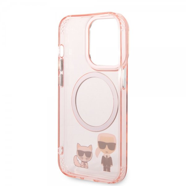 Karl Lagerfeld iPhone 14 Pro Skal Karl & Choupette MagSafe Rosa