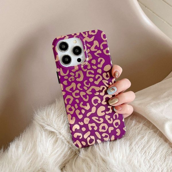 iPhone 14 Pro Skal Leopardmönster Lila