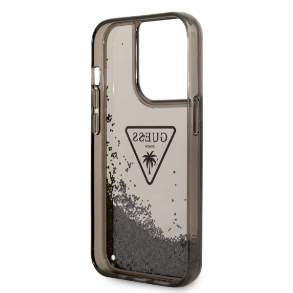 Guess iPhone 14 Pro Skal Liquid Glitter Translucent Svart