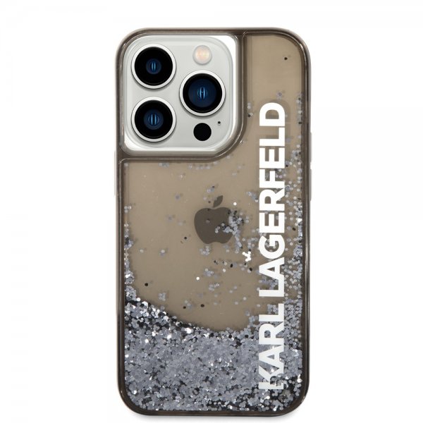 Karl Lagerfeld iPhone 14 Pro Skal Liquid Glitter Translucent Svart
