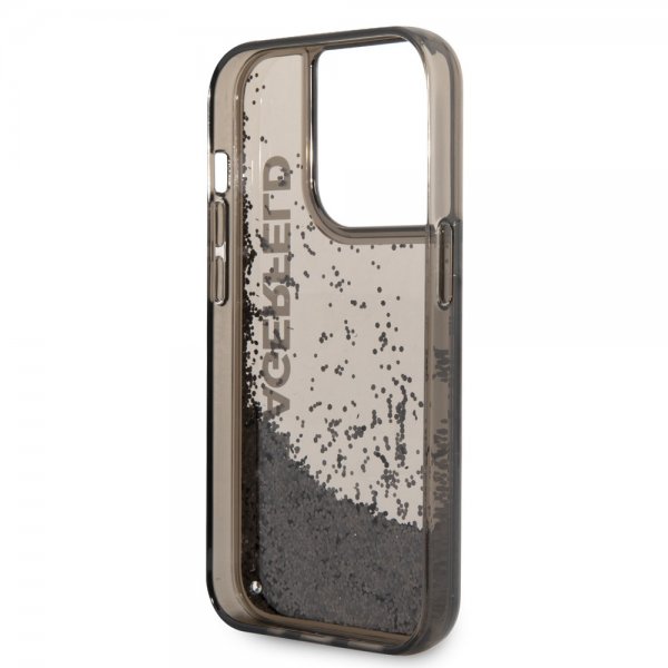 Karl Lagerfeld iPhone 14 Pro Skal Liquid Glitter Translucent Svart